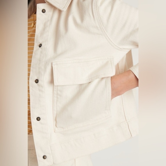 Marine Layer Ash Cropped Denim Jacket in Natural Size large - Picture 4 of 8